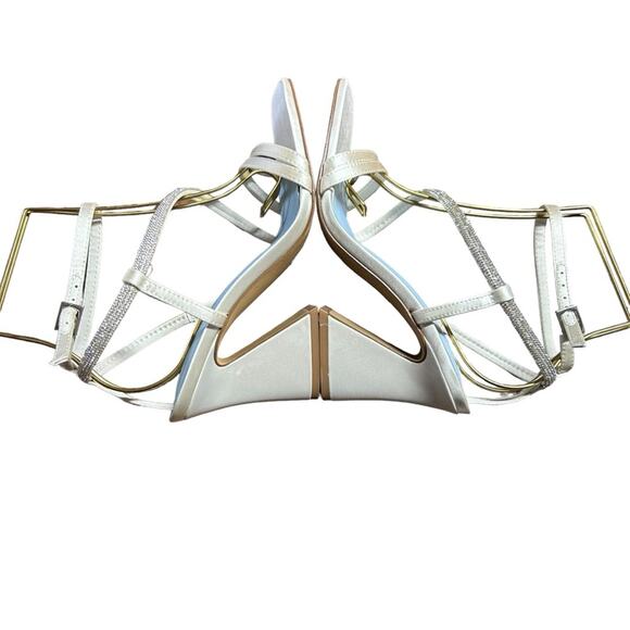 Vince Camuto Kressila Rhinestone Detail Strappy Asymmetrical Flared Heel NEW 7.5 - Picture 9 of 11